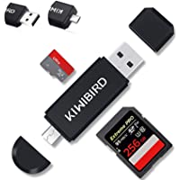 KiWiBiRD Lector Tarjeta de Memoria SD-Micro SD- Adaptador Micro USB OTG y Lector de Tarjetas USB 2.0 Computadoras de…